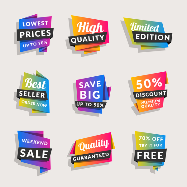 Sale origami banners with shopping tags vector 04  