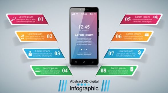 Smartphones with option infographic vector template 06  