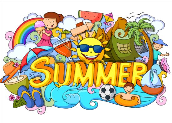 Summer holiday doodle vector illustration  