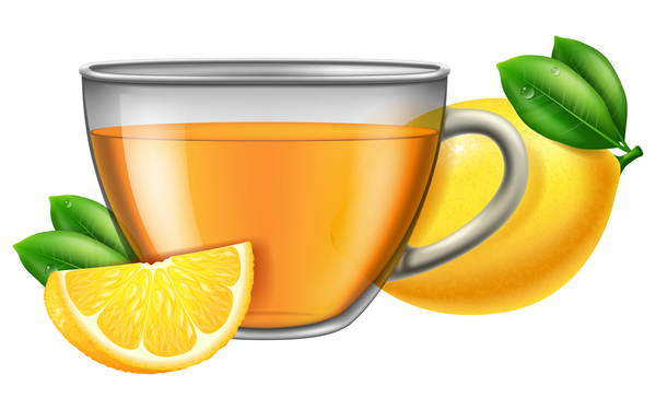 Citron de thé avec le vecteur de tasse de verre  