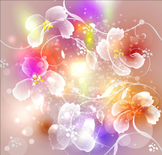 Transparent flower with dream backgrounds vector 02  