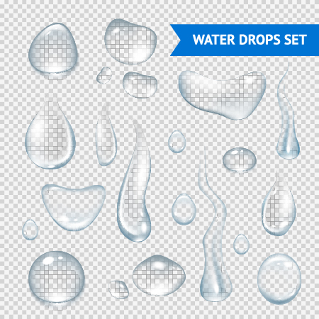 Transparent water drops illustration vector material 01  