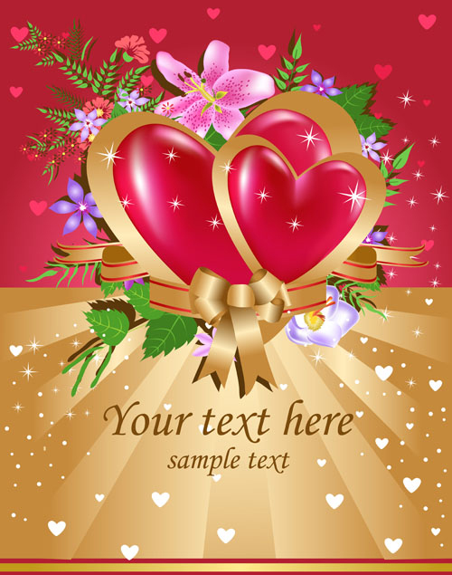 Bright Valentine day card background vector 01  