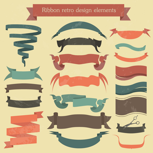 Vector set of ribbon vintage banners 05  