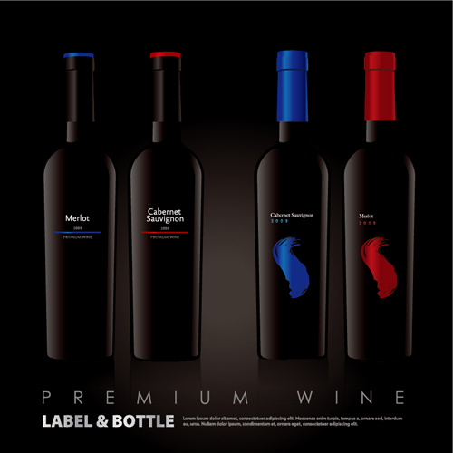 Vector wine bottle design material set 03  