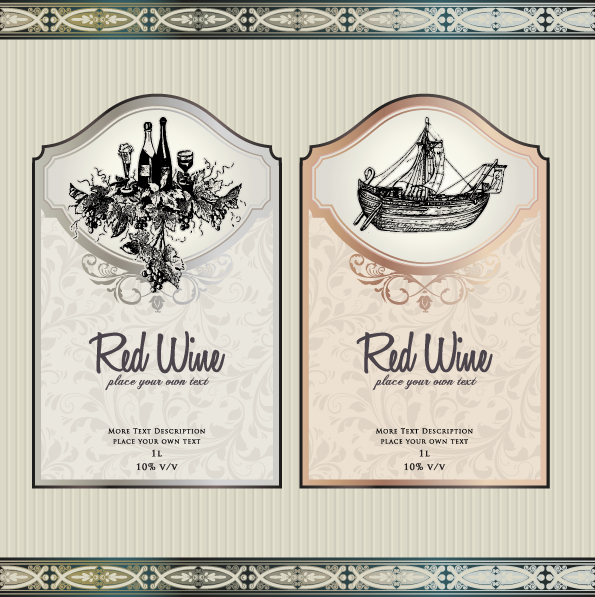 Vintage Elements of Wine Labels vector material 03  