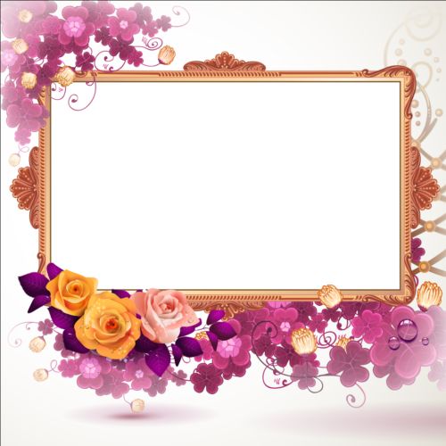 Vintage flower with frame backgrounds vector 02  