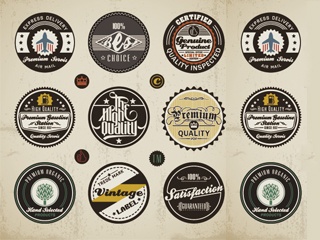 Vintage round badge vector material  