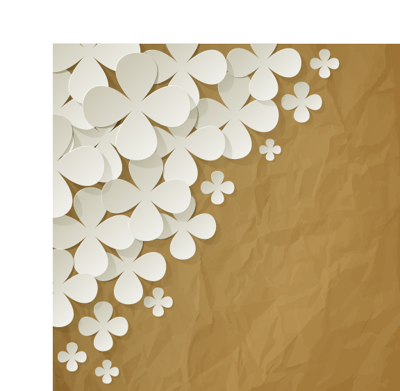 White paper flower with brown paper vector background  