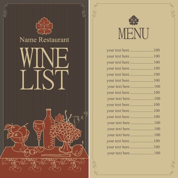 Wine menu list template vector material 04  