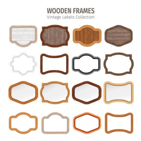 Wood frame vintage lables vector  