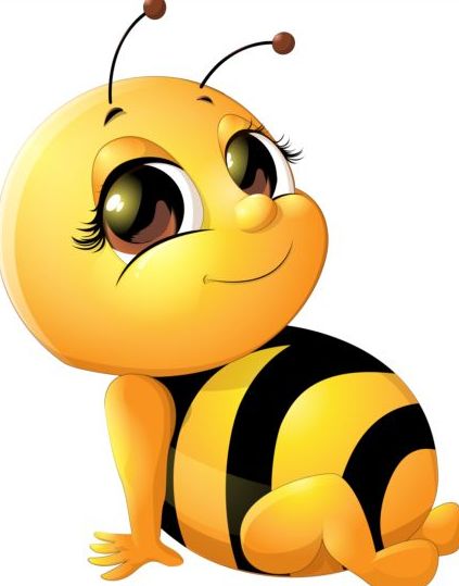 Schöne Zeichentrick-Bienen-Set-Vektoren 05  