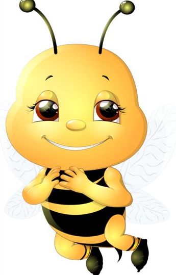 사랑 스러운 만화 꿀벌 세트 벡터 14  