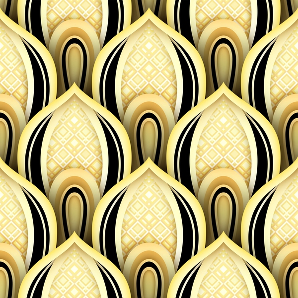 Luxus goldenes dekoratives Mustervektorenmaterial 03  
