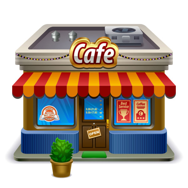 Elements of Cartoon cafe vector set  