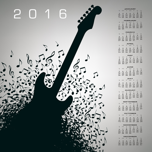 2016 Calendars with music vector design 08  