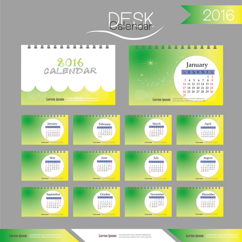 2016 New year desk calendar vector material 15  