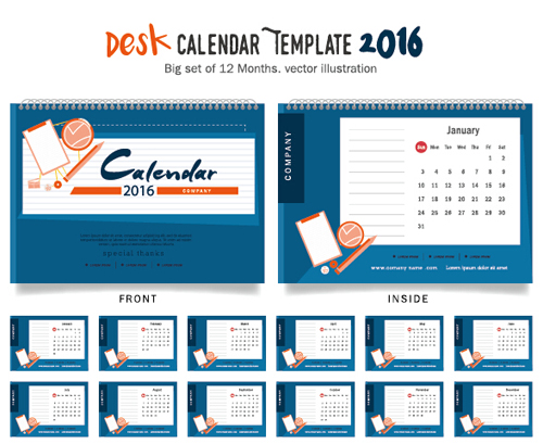 2016 New year desk calendar vector material 30  
