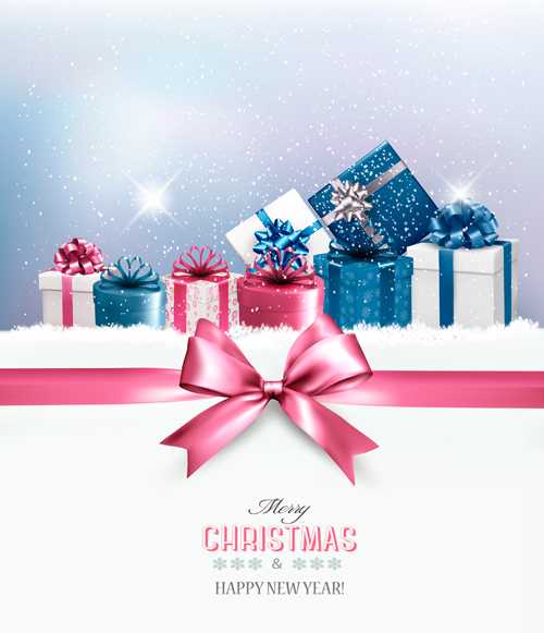 2016 new year with christmas gift cards vector 01  