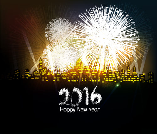 2016 new year with firework background vector 09  