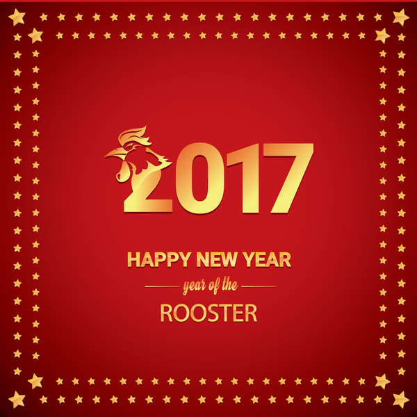 2017 chinese new year of rooster with stars frame vector 02  