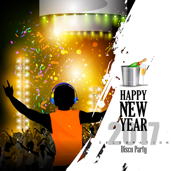 2017 new year night party poster template vectors 20  