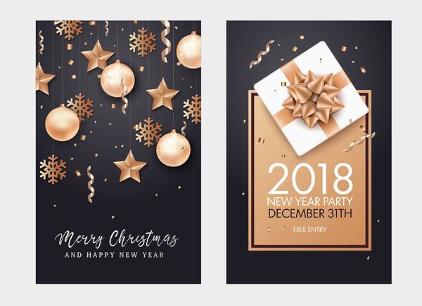 Carte de fête de nouvel an 2018 avec vecteur flyer  