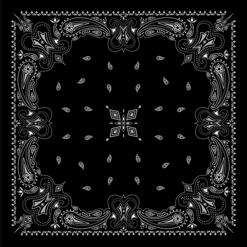 Black with white bandana patterns design vector 04  
