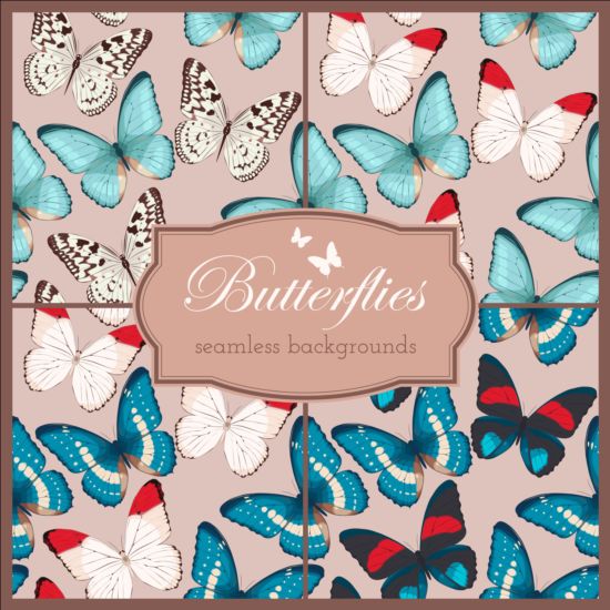 Beautiful butterflies seamless background vector 04  