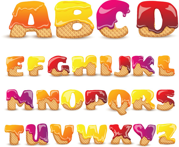 Biscuits and jams alphabet vecotr  