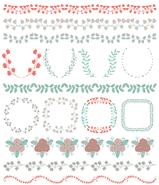 Borders with frame and laurel wreath cute vector 03  