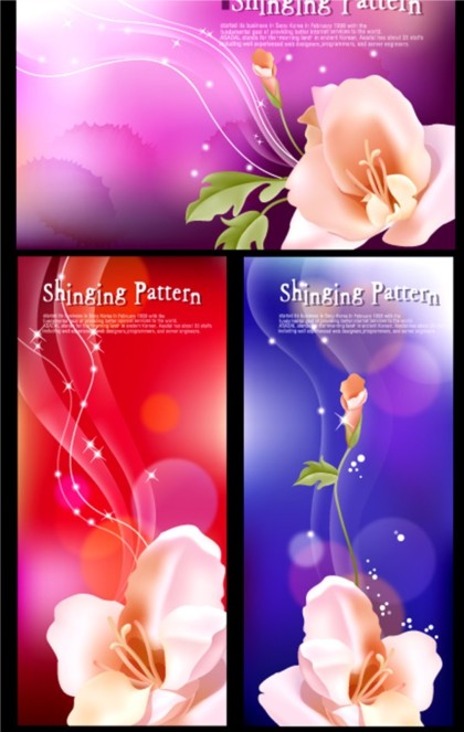 Bright fantasy flower background vector set  