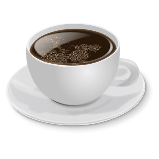 Cafe with white cup vector material 02  