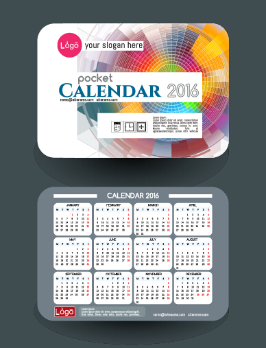 Calendar 2016 with business cards vector 05  