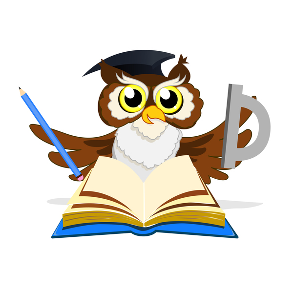 Cartoon owl with school background vector 01  