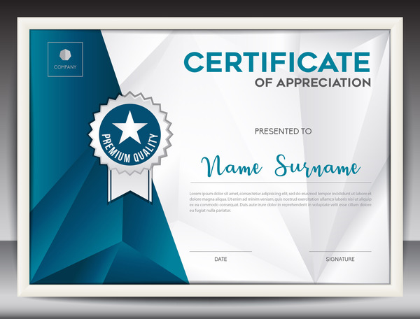 Certificate template with polygon background vector 02  