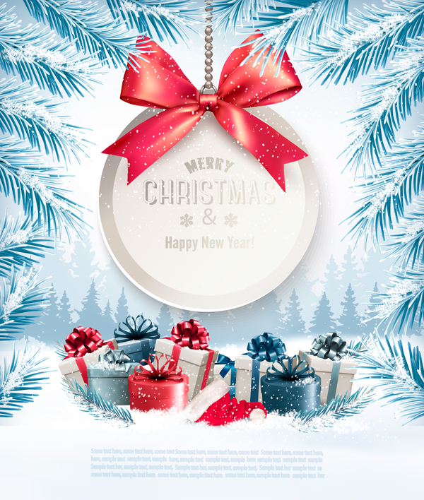プレゼントとギフトカードベクトル01とクリスマスの背景  
