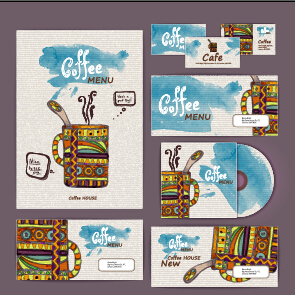 Coffee retro business template kit vector 04  