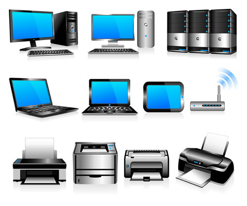 Computer and printer vector material  