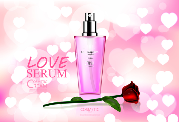 Kosmetisches adv Plakat mit rosa Hintergrundvektor  