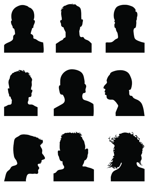 Creative man and woman silhouettes vector set 03  