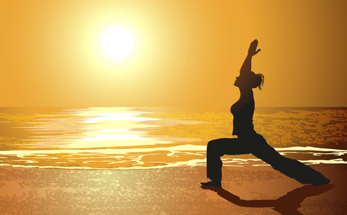 Creative yoga and sunset vector 03  