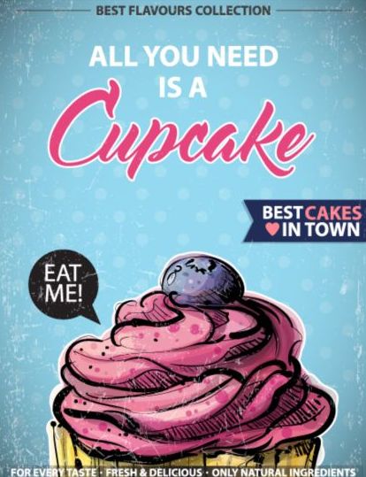 Cupcake vintage poster design vettoriali 10  