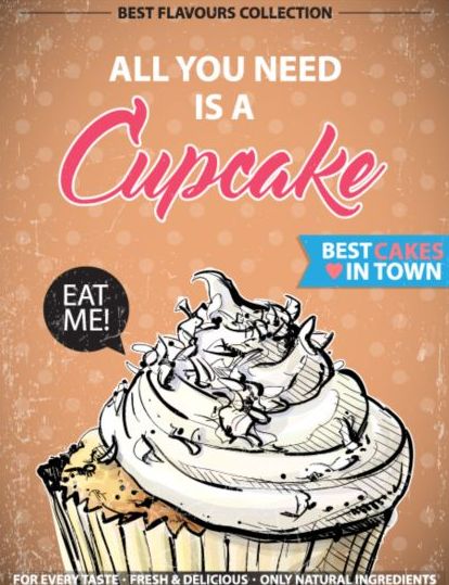 Cupcake vintage poster design vettori 20  