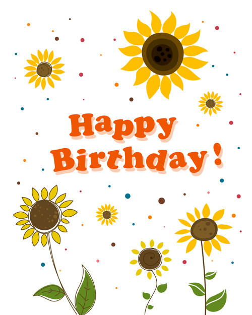 Cute flower with Happy birthday greeting cards vector 05  