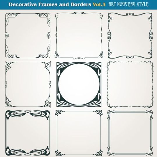 Dekorativer Rahmen mit Rändern gesetzt Vektor 03  