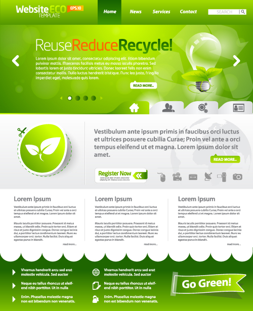 Green ECO Website Template design vector 05  
