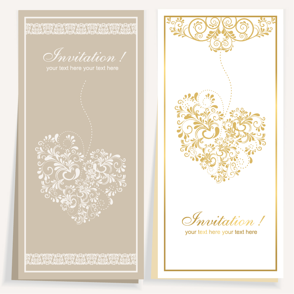 Elegant invitation card for wedding vector 01  