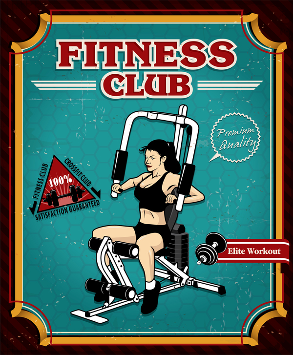 Fitness club poster template vector  