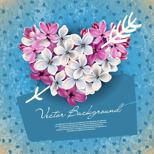 Vector Flowers heart design elements 05  